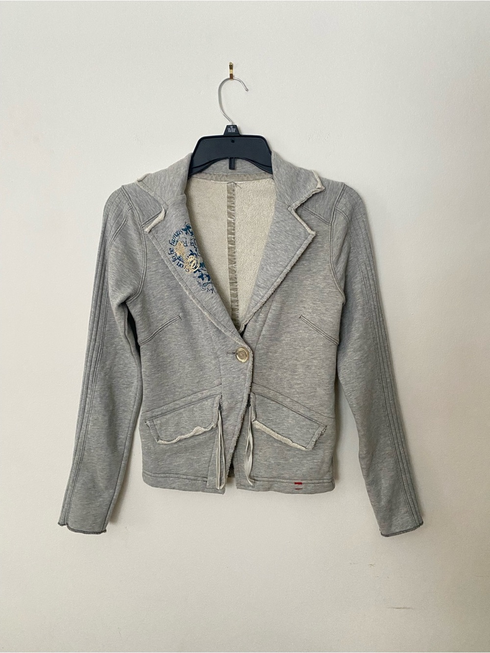 Women's Gray Casual Blazer Jacket - Soft Knit